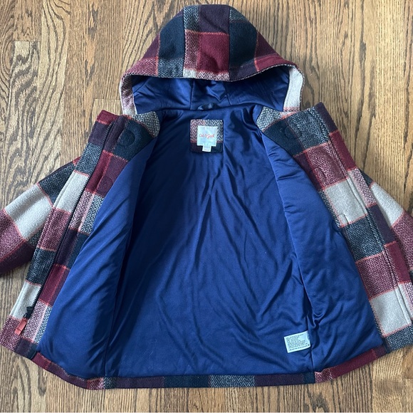 Size 4 / 5 Plaid Peacoat Dress Coat with Hood - Picture 5 of 9